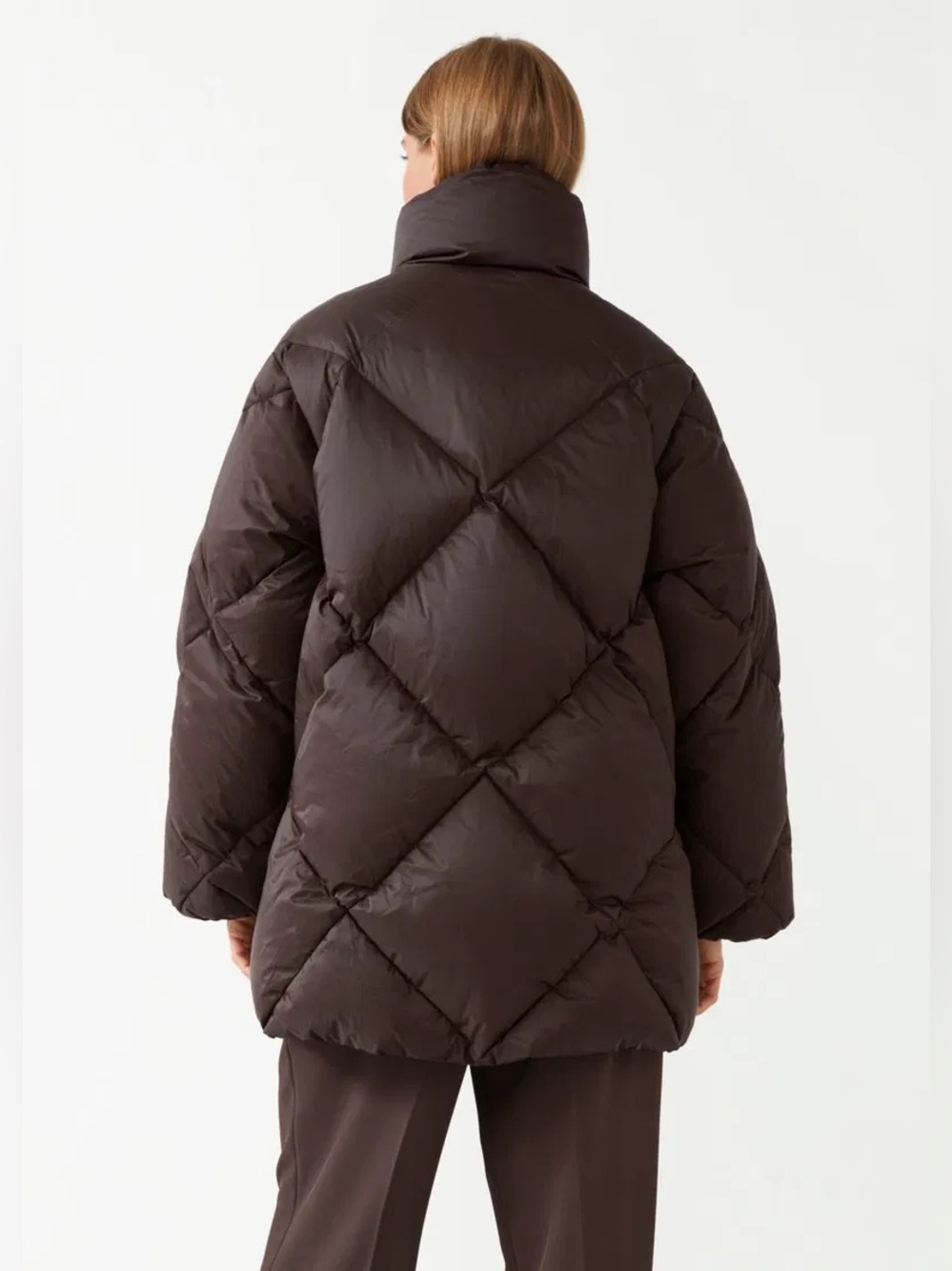 & Other Stories Dark Brown Quilted Puffer Jacket - Picture 2 of 10